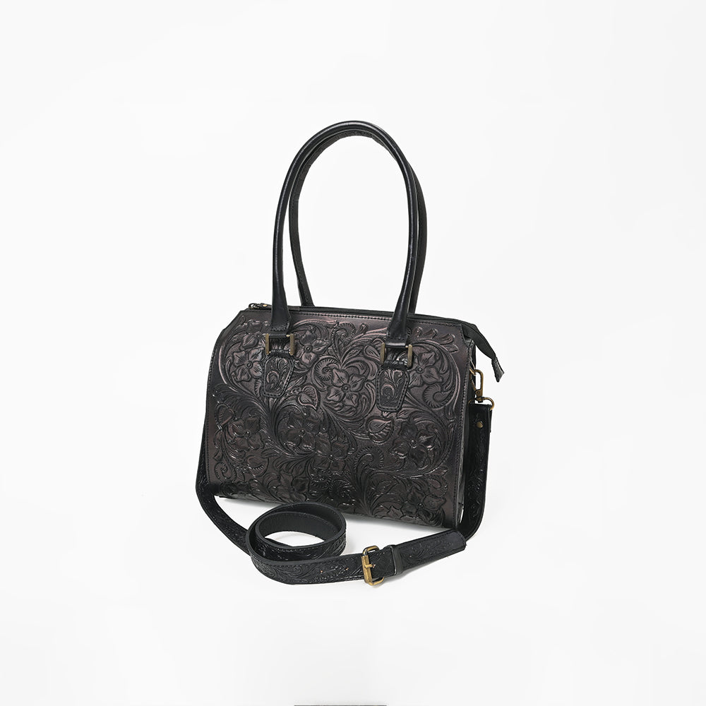 ADBG1483 American Darling Hand-Tooled Leather Duffel Bag | Floral Carved Travel Carryall