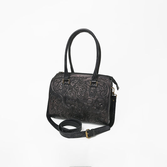ADBG1483 American Darling Hand-Tooled Leather Duffel Bag | Floral Carved Travel Carryall
