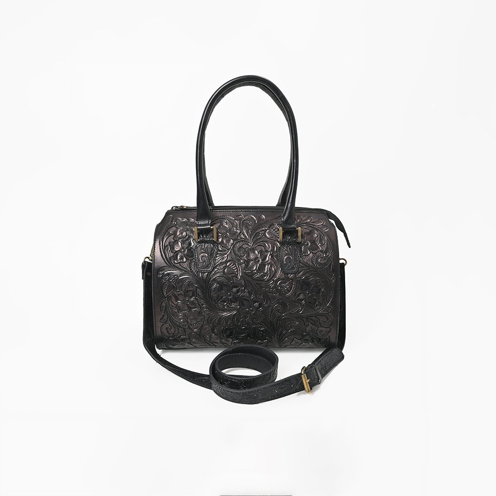 ADBG1483 American Darling Hand-Tooled Leather Duffel Bag | Floral Carved Travel Carryall