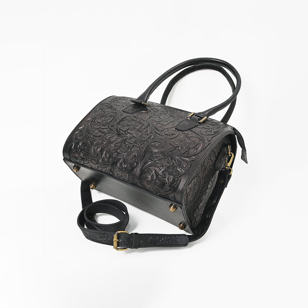 ADBG1483 American Darling Hand-Tooled Leather Duffel Bag | Floral Carved Travel Carryall