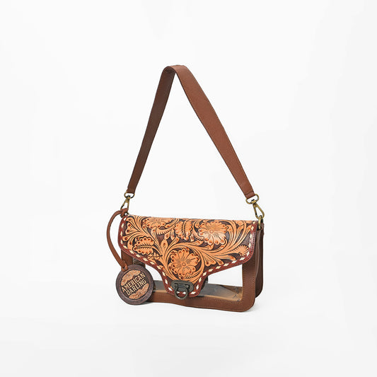 ADBG1507 American Darling Hand-Tooled Western Leather Clear Bag Genuine Tooled Floral Crossbody