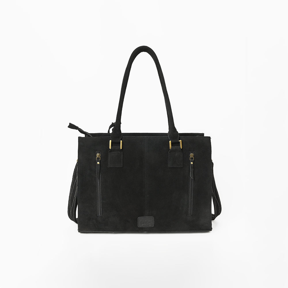 ADBG1553 American Darling Western Genuine Suede Leather Tote Bag with Buck Stitching | Handcrafted Everyday Tote
