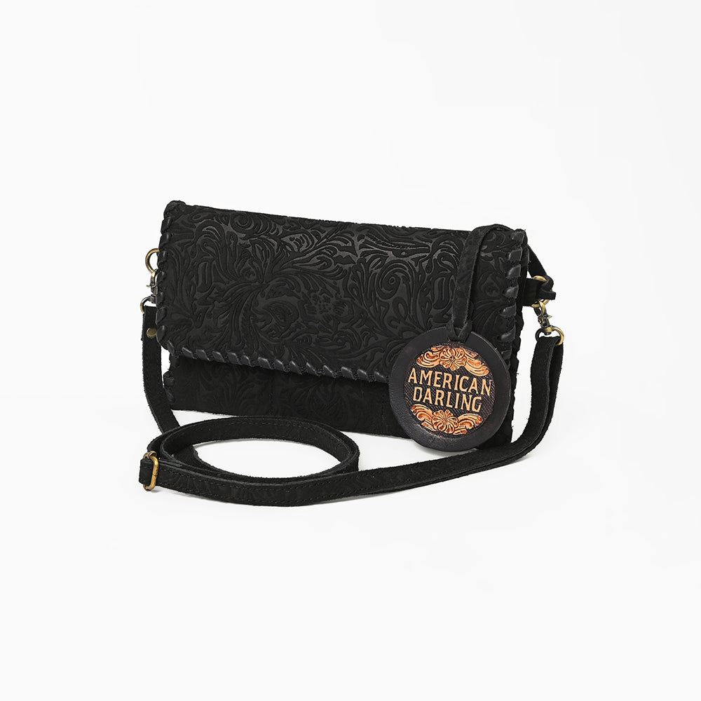 ADBG1645 American Darling Western Leather Small Cross Body Bag with Braided Detailing Damascus