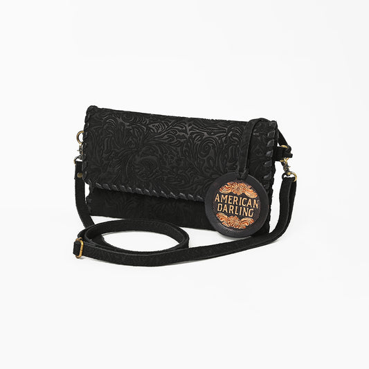 ADBG1645 American Darling Western Leather Small Cross Body Bag with Braided Detailing Damascus