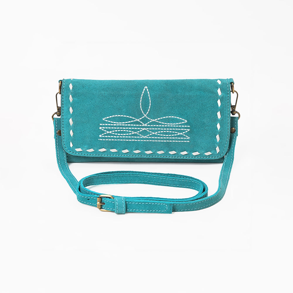 ADBG1717 American Darling Genuine Suede Organizer Bag | Western Boot Stitched Clutch