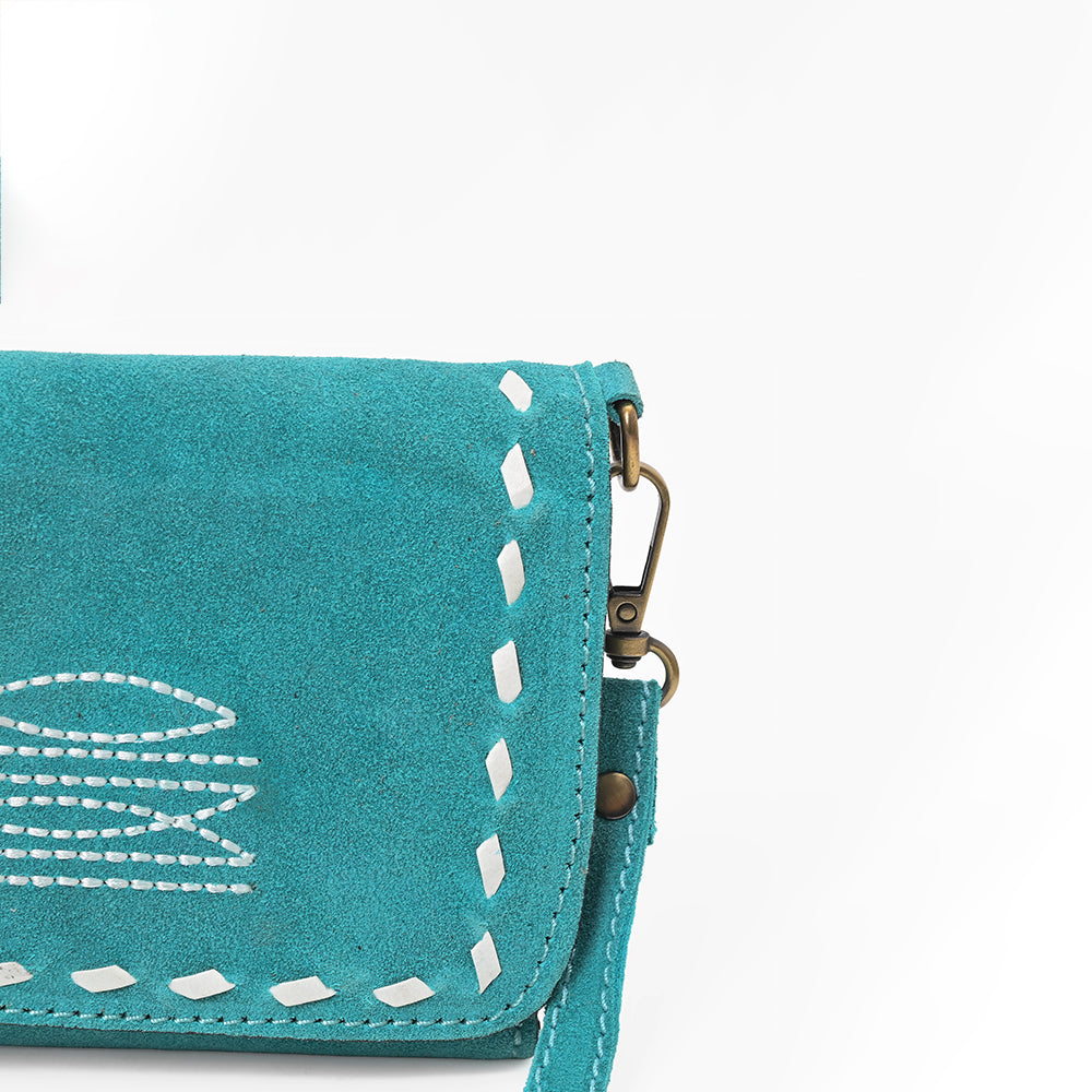 ADBG1717 American Darling Genuine Suede Organizer Bag | Western Boot Stitched Clutch