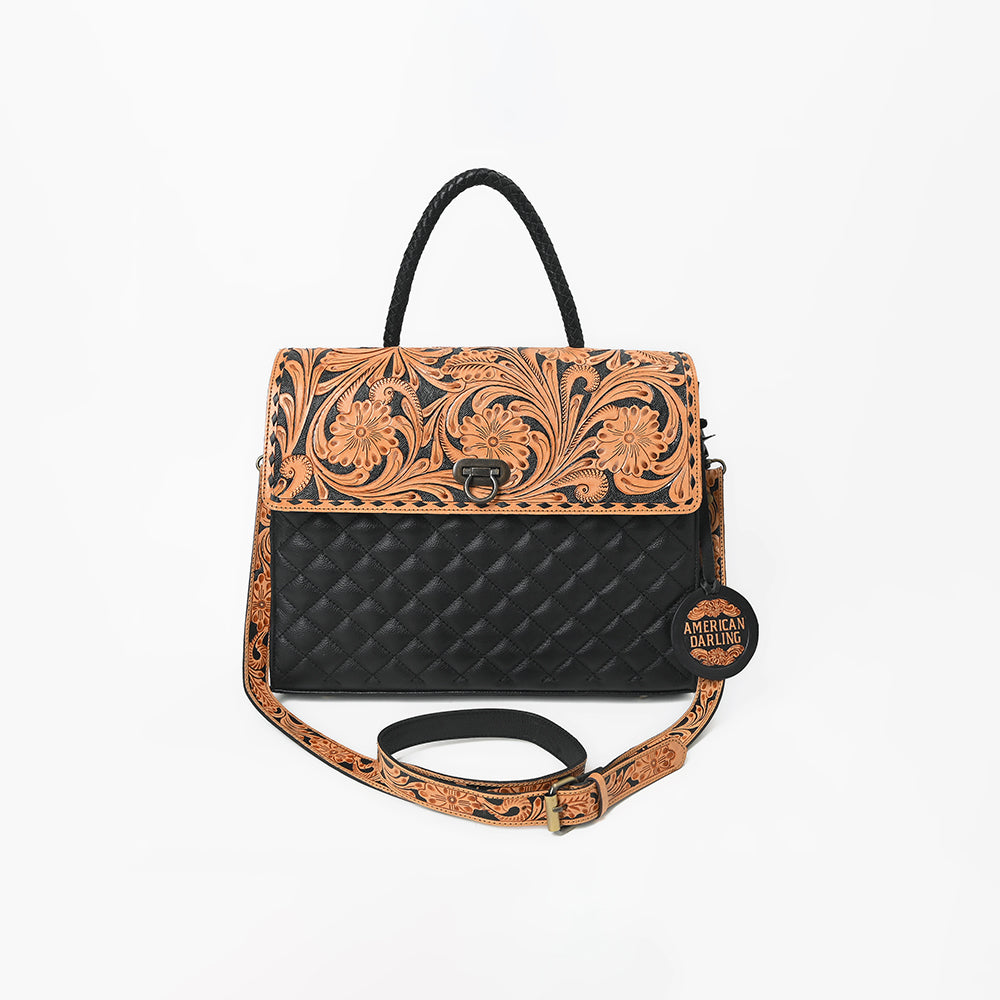 ADBG1800 American Darling Quilted Leather & Tooled Harness Briefcase