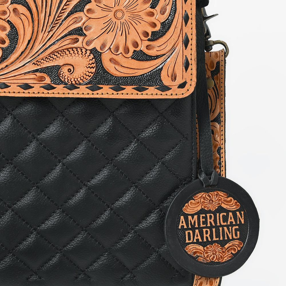 ADBG1800 American Darling Quilted Leather & Tooled Harness Briefcase