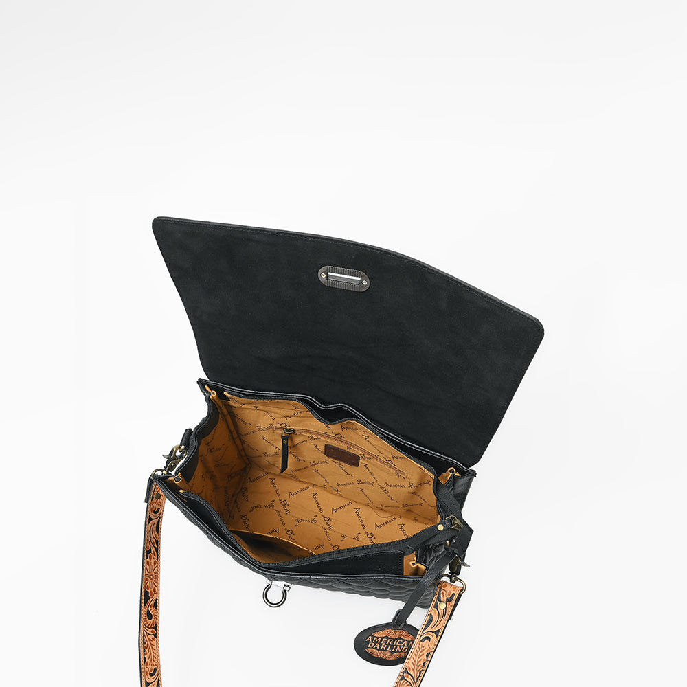 ADBG1800 American Darling Quilted Leather & Tooled Harness Briefcase