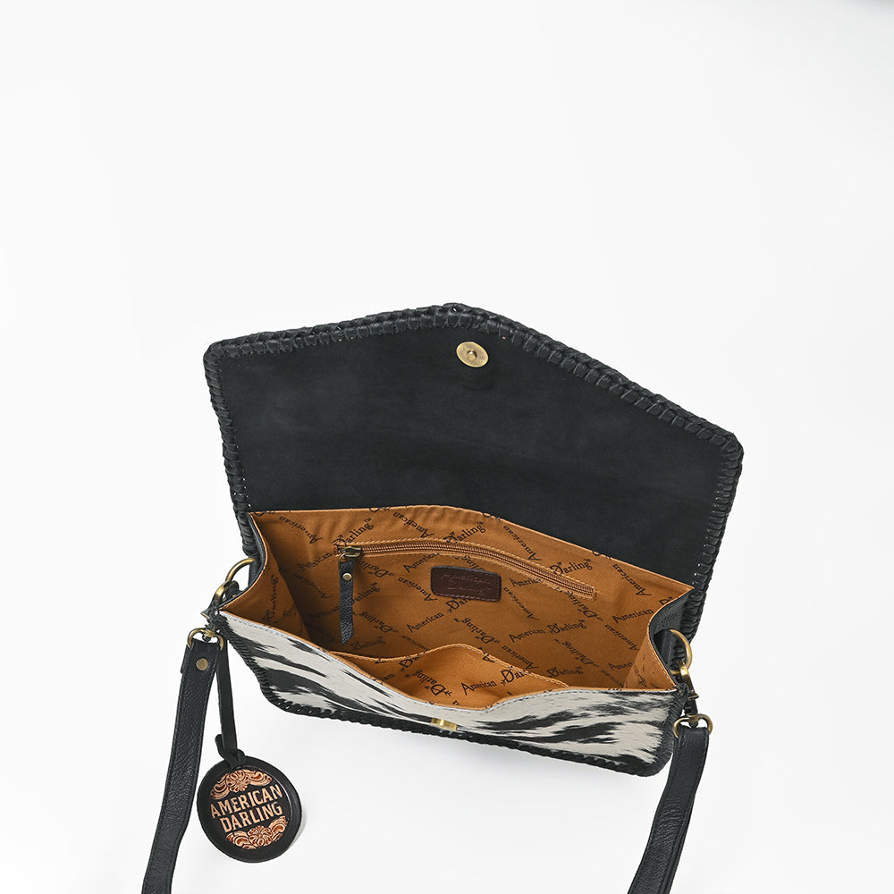 ADBG1839 American Darling Hand Tooled Hair On Hide Genuine Leather Crossbody