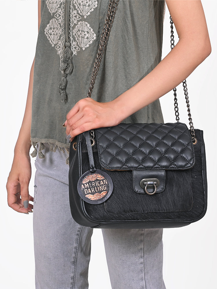 ADBG1867 Crossbody Hair on Genuine Leather Women Bag