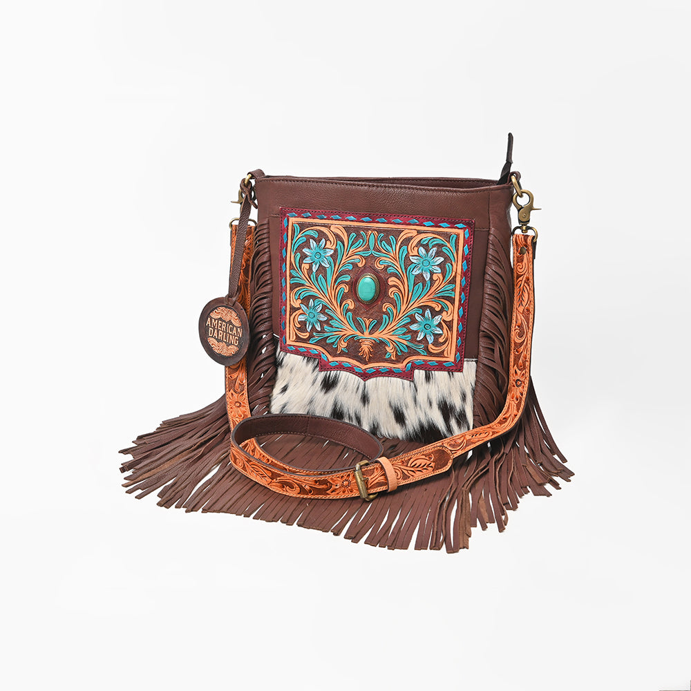 ADBG1891 Crossbody Hand Tooled Hair on Genuine Leather Women Bag