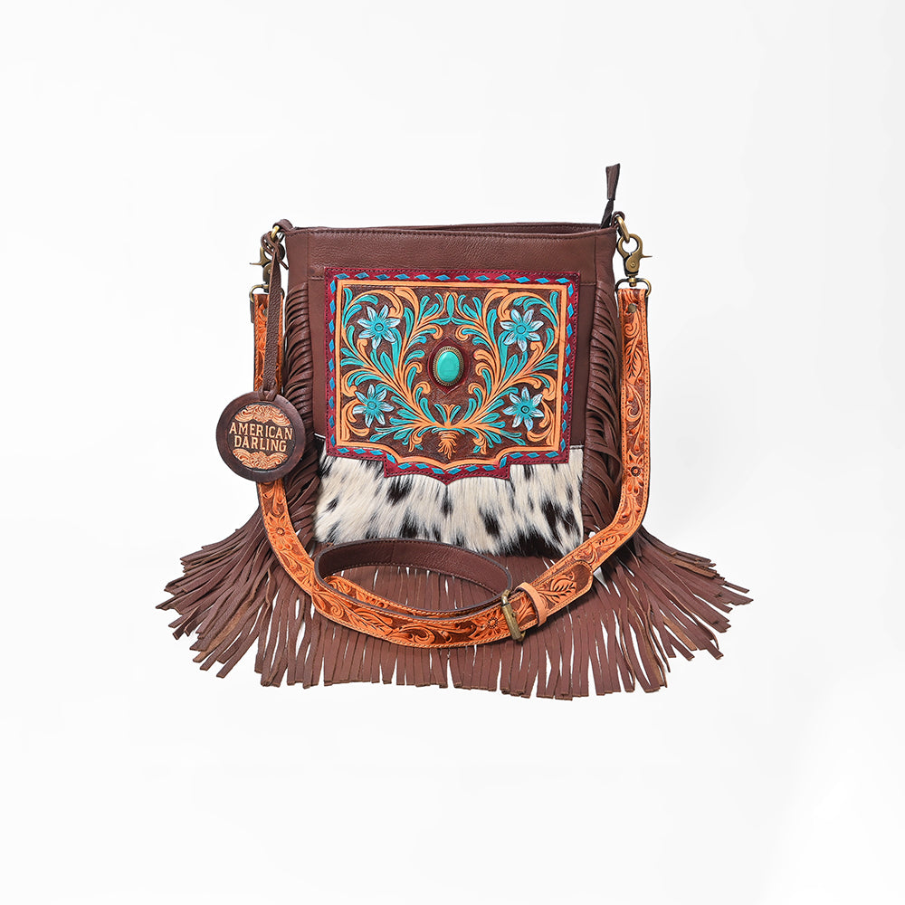 ADBG1891 Crossbody Hand Tooled Hair on Genuine Leather Women Bag