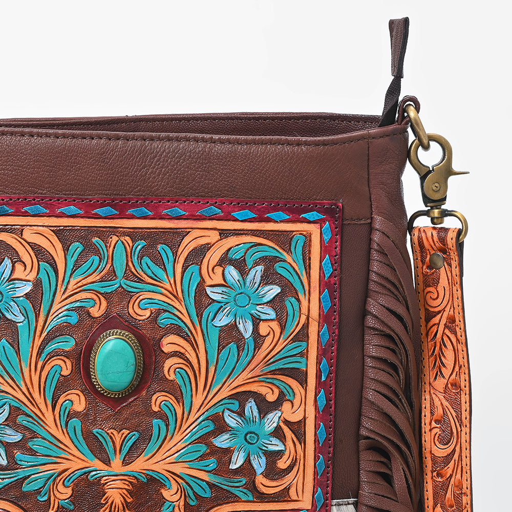 ADBG1891 Crossbody Hand Tooled Hair on Genuine Leather Women Bag