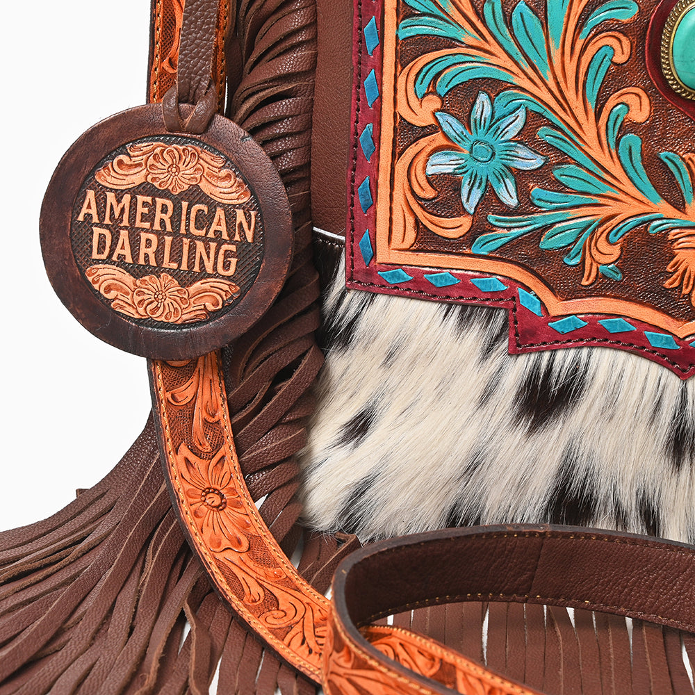 ADBG1891 Crossbody Hand Tooled Hair on Genuine Leather Women Bag