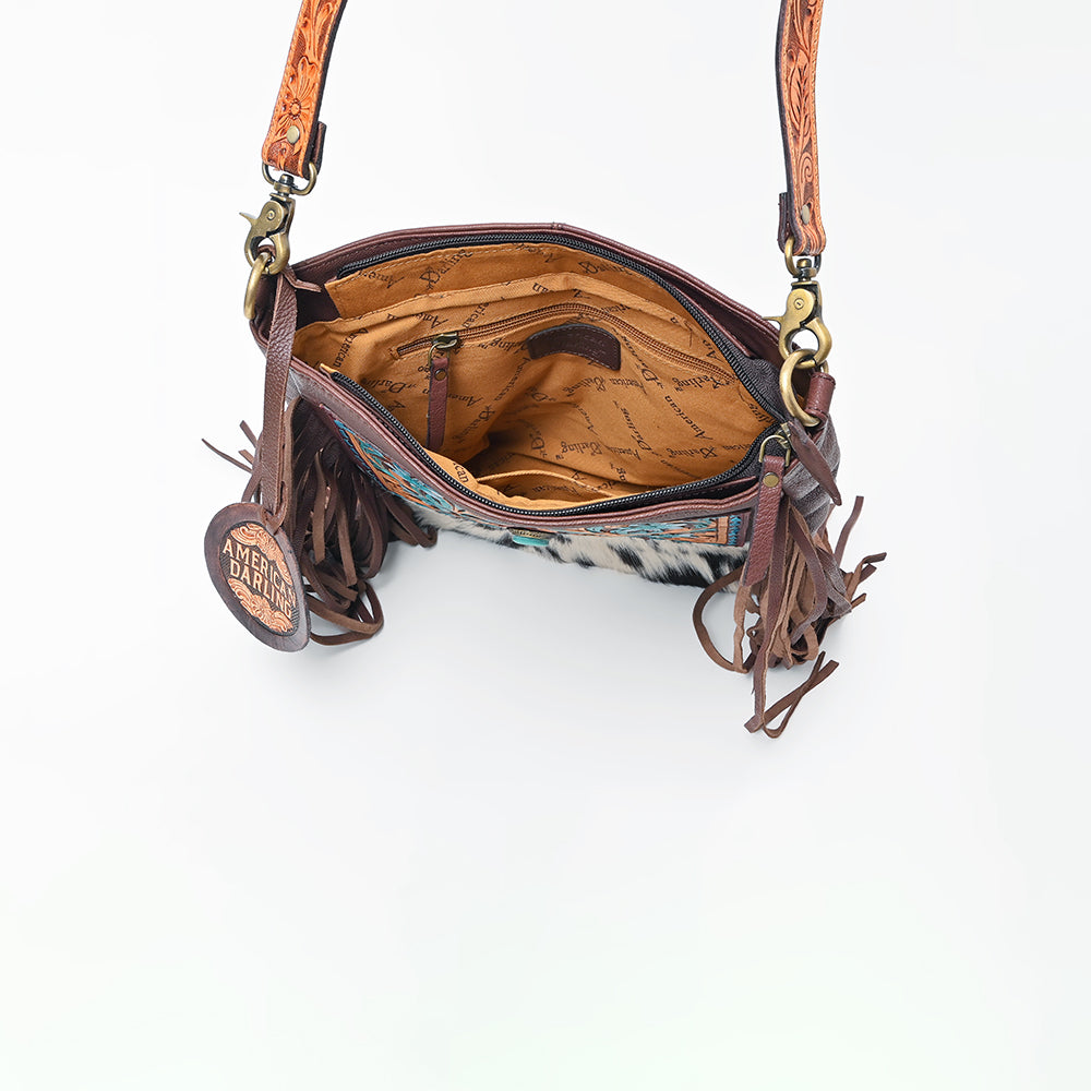 ADBG1891 Crossbody Hand Tooled Hair on Genuine Leather Women Bag