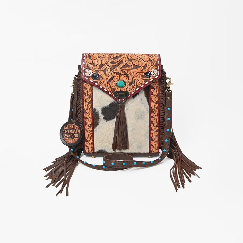 ADBG1910 Crossbody Hand Tooled Hair on Genuine Leather Women Bag