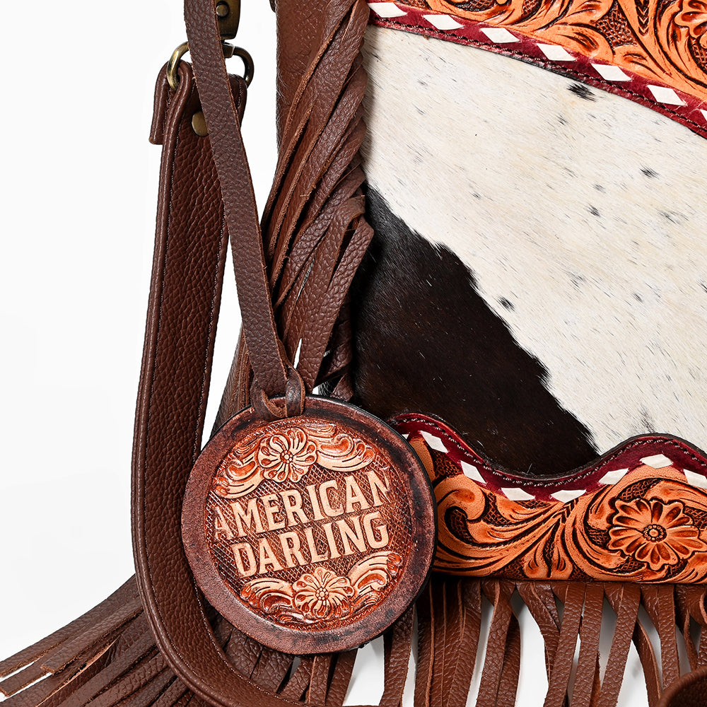 ADBG1913 Crossbody Hand Tooled Hair on Genuine Leather Women Bag