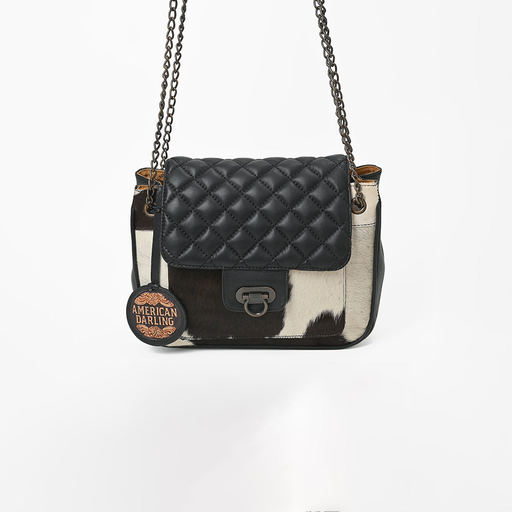 ADBG1949 American Darling Hair On Hide Quilted Leather Chain Strap Crossbody Bag
