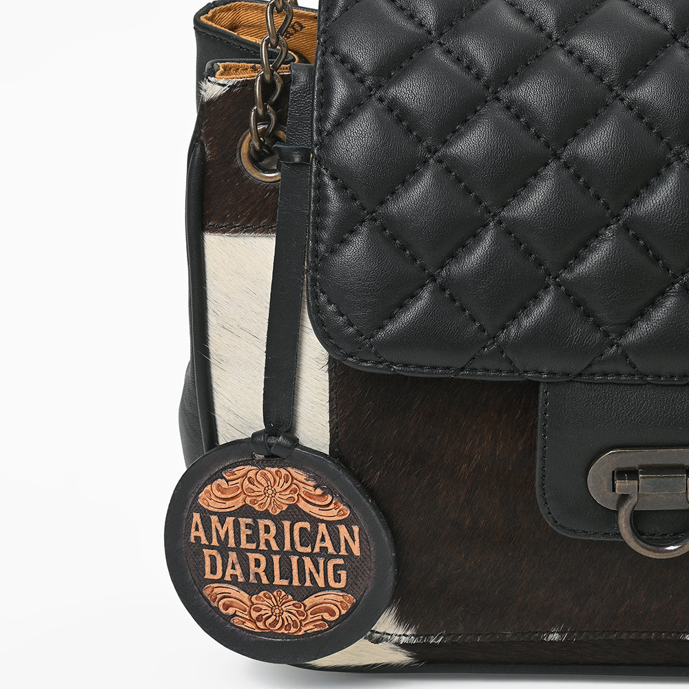 ADBG1949 American Darling Hair On Hide Quilted Leather Chain Strap Crossbody Bag