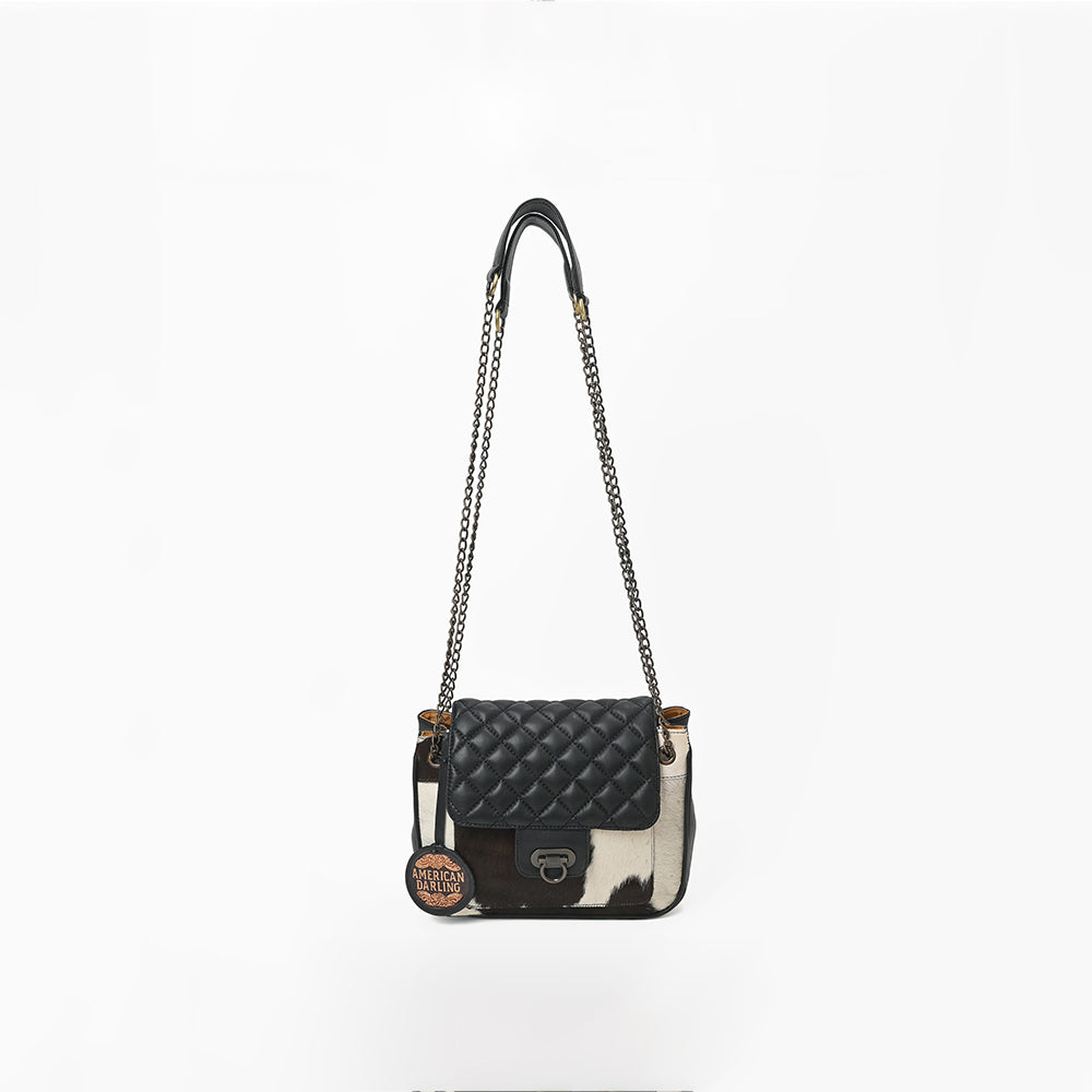 ADBG1949 American Darling Hair On Hide Quilted Leather Chain Strap Crossbody Bag