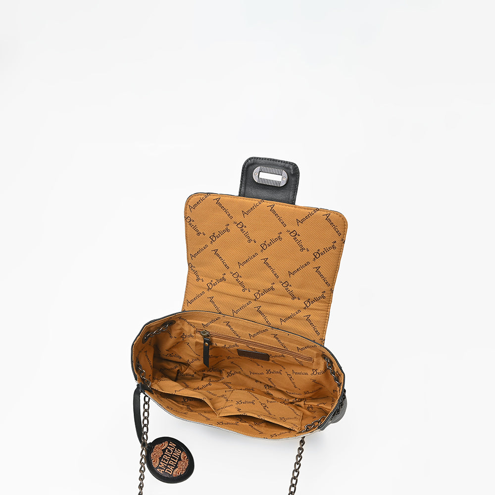 ADBG1949 American Darling Hair On Hide Quilted Leather Chain Strap Crossbody Bag