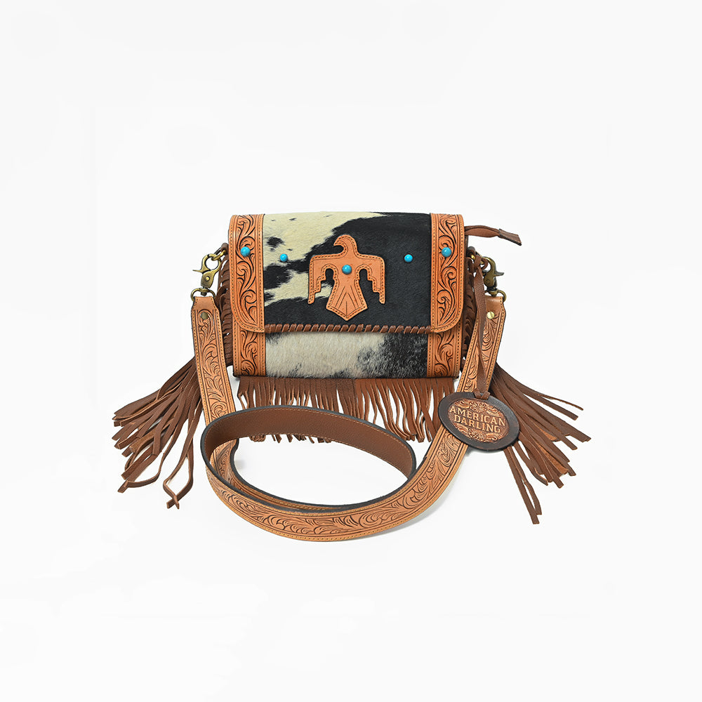 ADBGA1000 Crossbody Hair on Hand Tooled Genuine Leather Women Bag