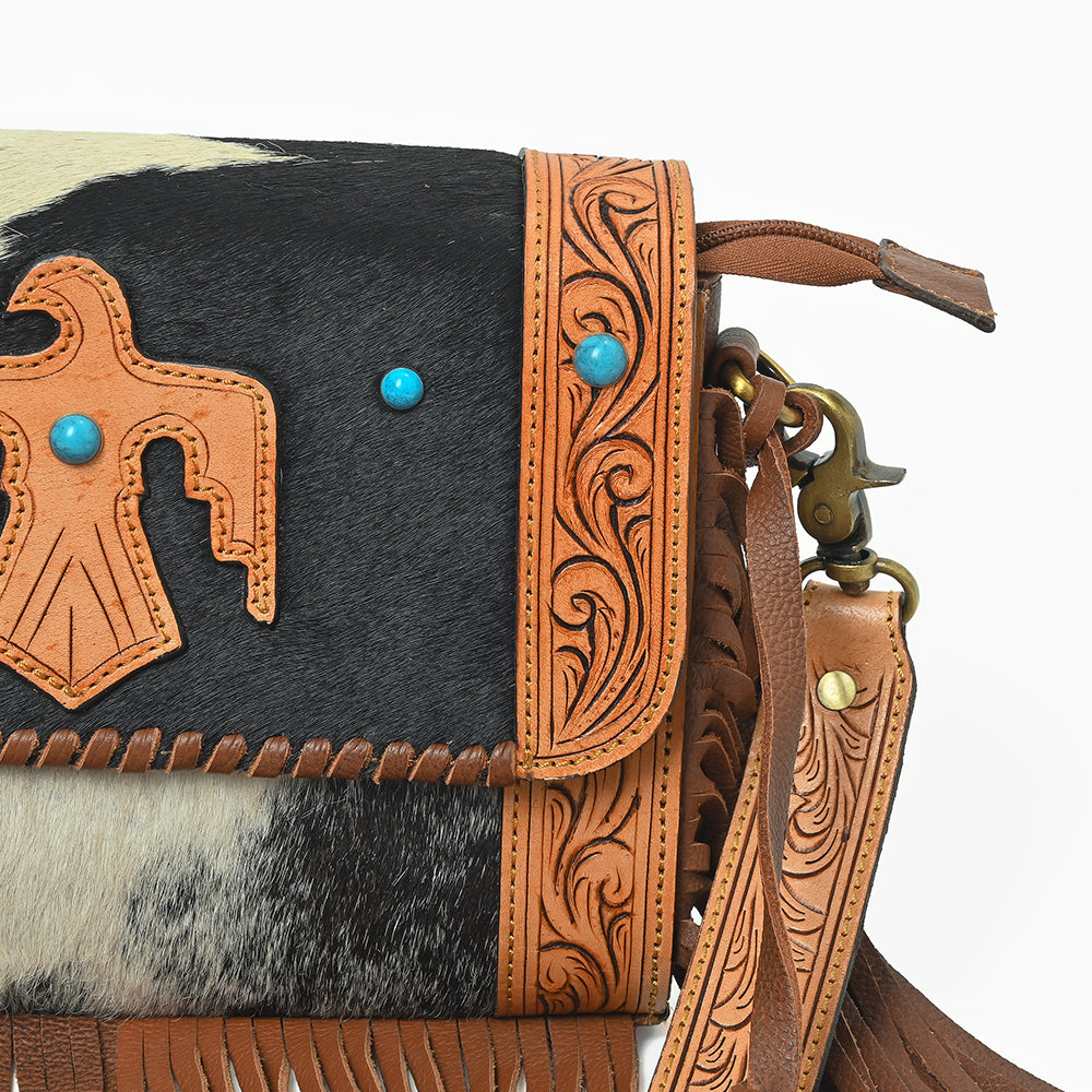 ADBGA1000 Crossbody Hair on Hand Tooled Genuine Leather Women Bag