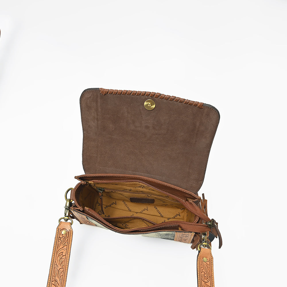ADBGA1000 Crossbody Hair on Hand Tooled Genuine Leather Women Bag