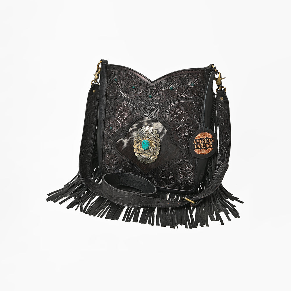 ADBGA1013 Crossbody Hair on Hand Tooled Genuine Leather Women Bag