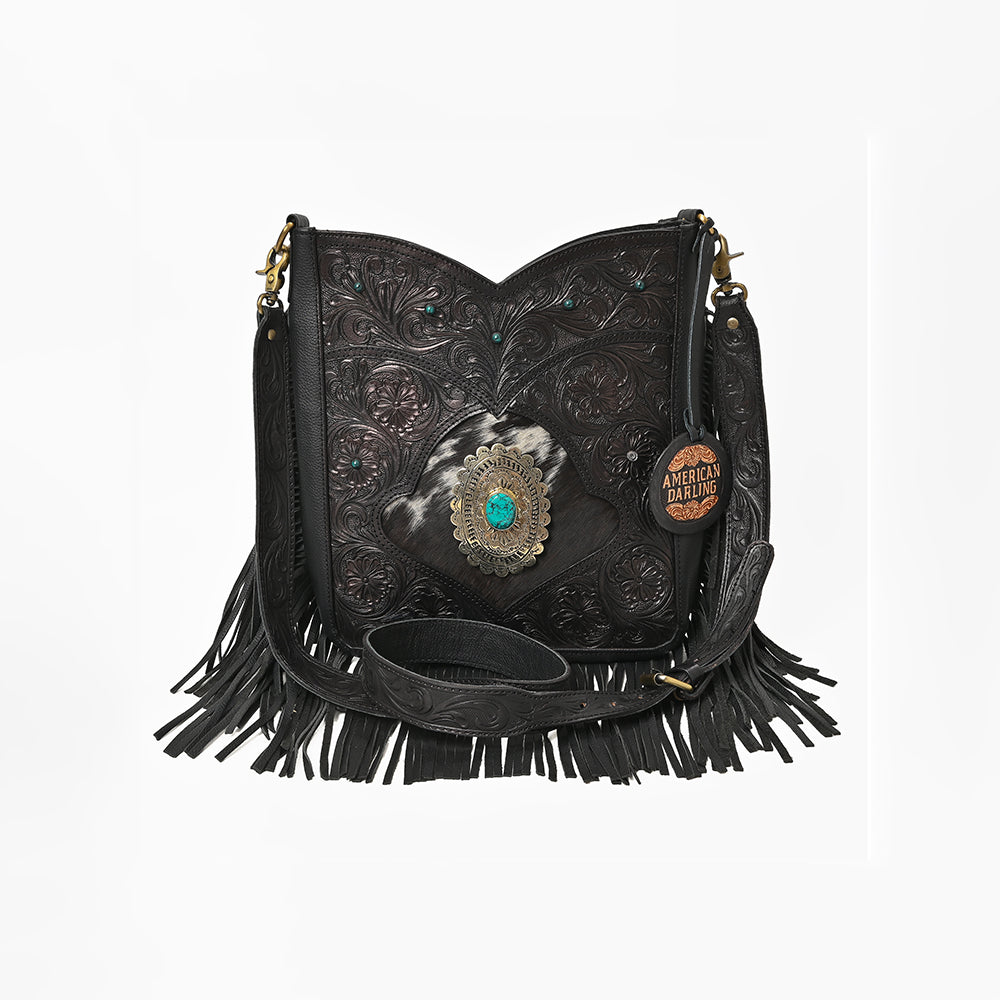 ADBGA1013 Crossbody Hair on Hand Tooled Genuine Leather Women Bag