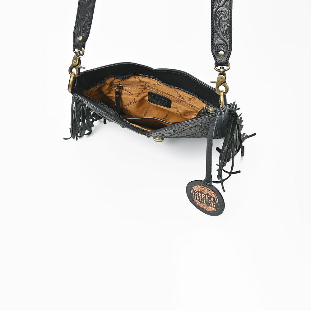 ADBGA1013 Crossbody Hair on Hand Tooled Genuine Leather Women Bag