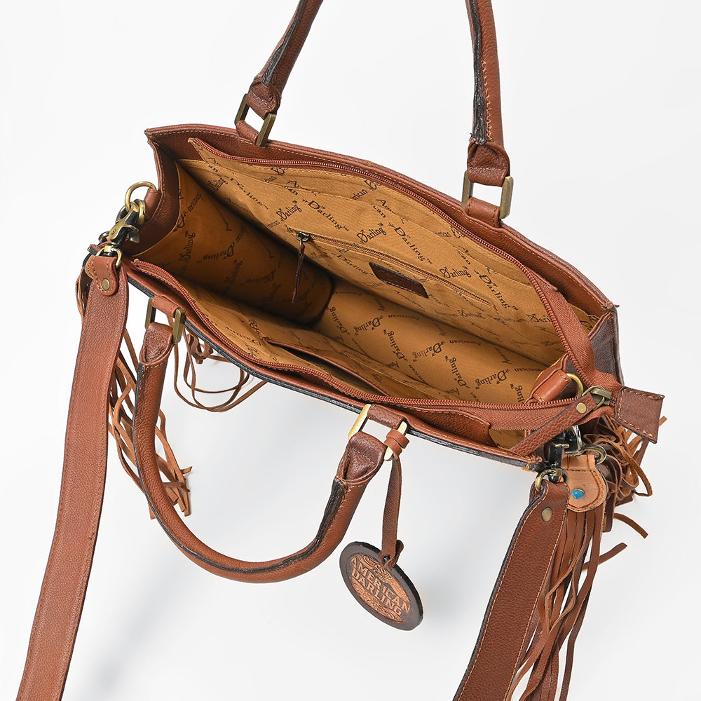 ADBGA1016 Tote Hair On Hand Tooled Genuine Leather Women Bag