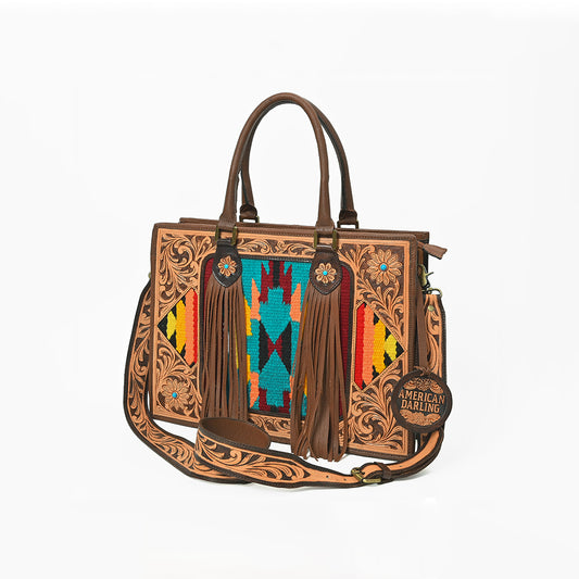 ADBGA1018 Tote Saddle Blanket Hand Tooled Genuine Leather Women Bag