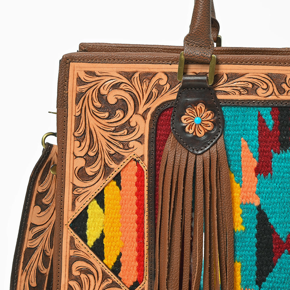 ADBGA1018 Tote Saddle Blanket Hand Tooled Genuine Leather Women Bag