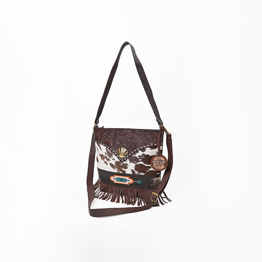 ADBGA1038 Crossbody Hair on Hand Tooled Genuine Leather Women Bag