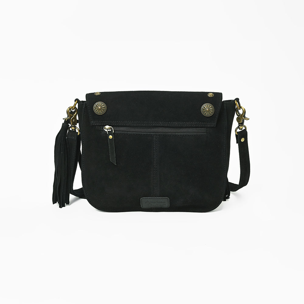 ADBGA836 American Darling Genuine Suede Leather Fringe Cross body Bag with Embroidery