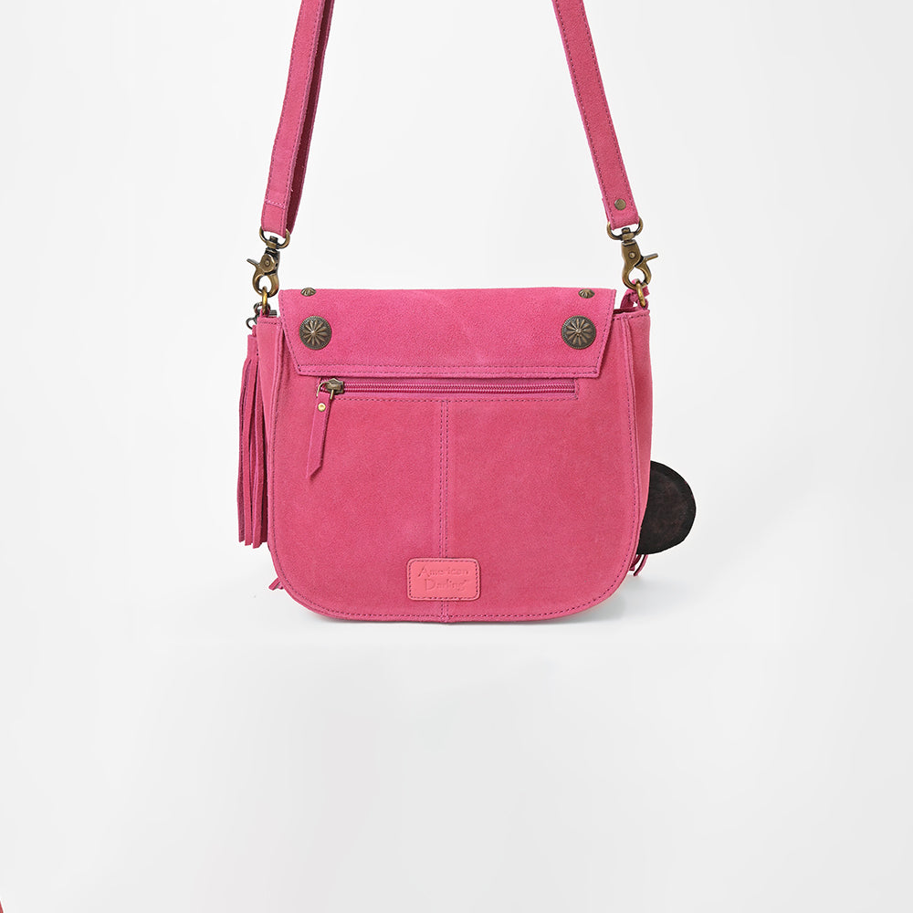 ADBGA836 American Darling Genuine Suede Leather Fringe Cross body Bag with Embroidery