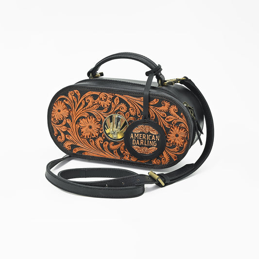 ADBGA863 American Darling Quilted Rivetted Concho Western Leather Cross body Bag