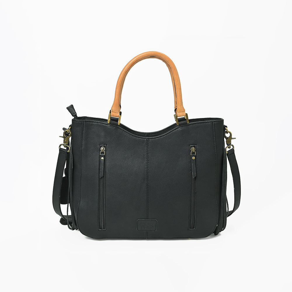 ADBGA983 American Darling Hand Tooled Harness Hair On Genuine Leather Fringe Tote Bag