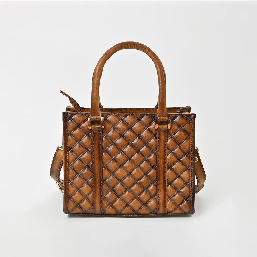 ADBGM755 American Darling Studded Quilted Leather Handbag with Removable Strap
