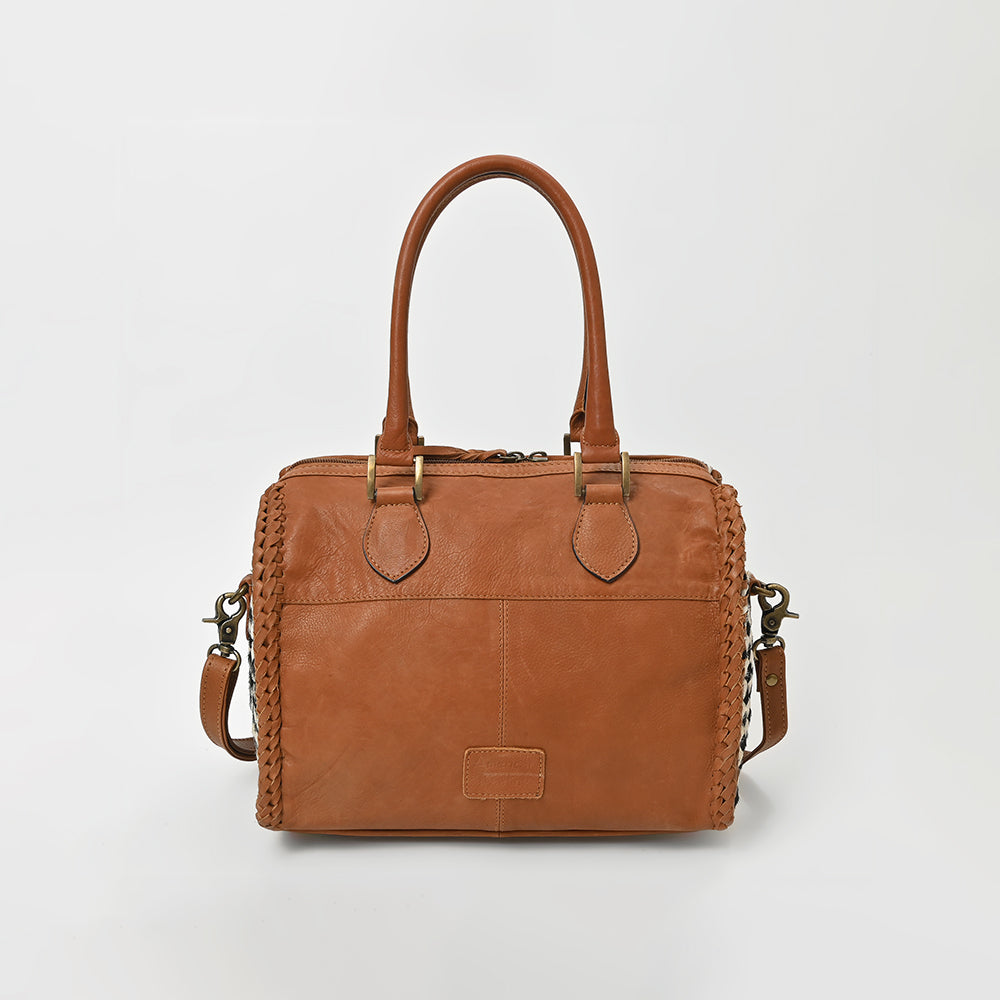 ADBGM930 American Darling Hair on Leather Woven Checkered Speedy Bag