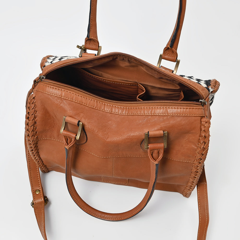 ADBGM930 American Darling Hair on Leather Woven Checkered Speedy Bag