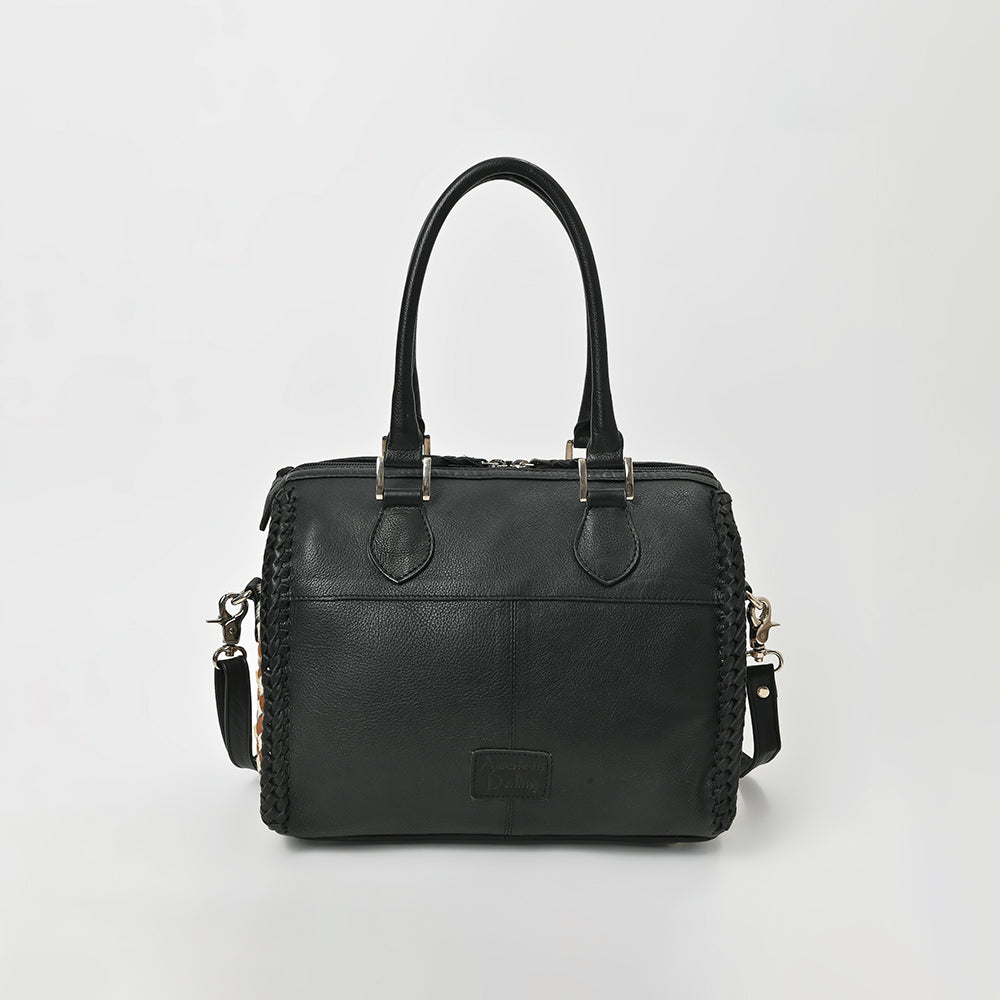 ADBGM935 American Darling Woven Hair-on and Genuine Leather Satchel Speedy Handbag