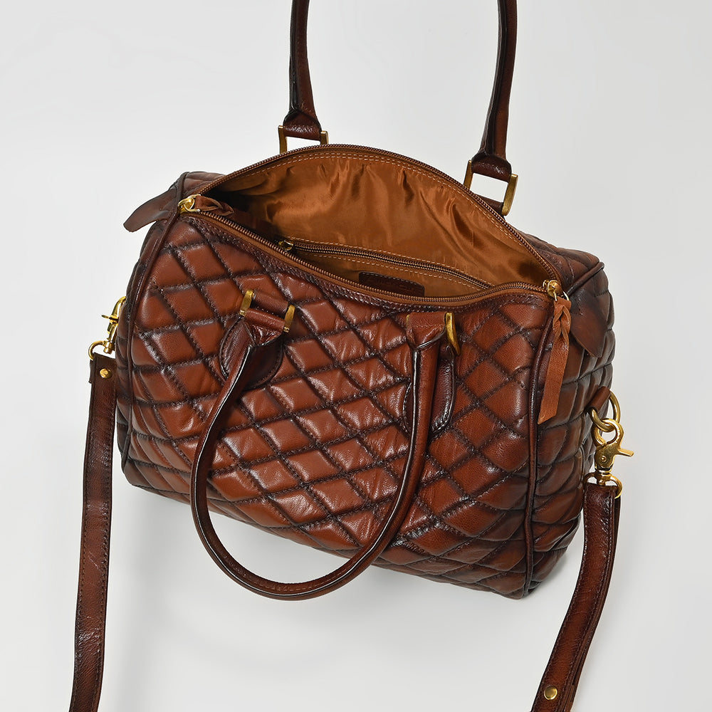 ADBGM936 American Darling Quilted Genuine Leather Speedy Satchel