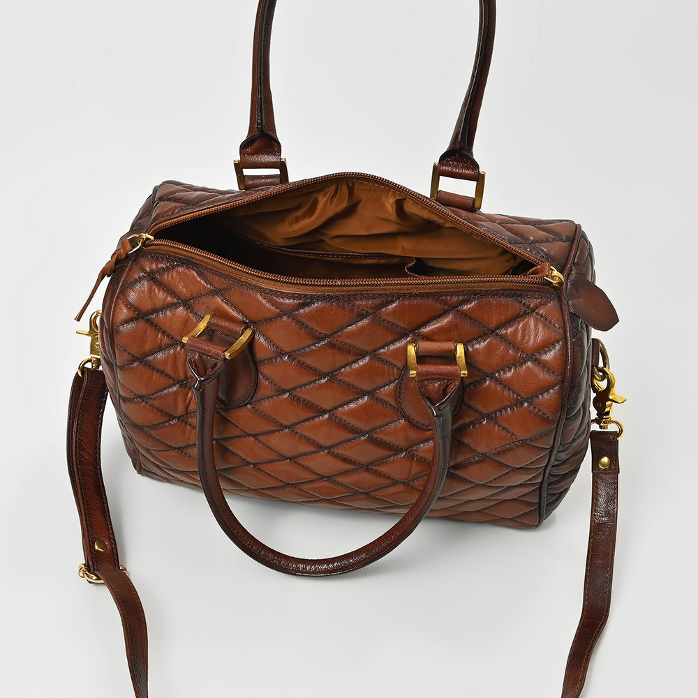ADBGM936 American Darling Quilted Genuine Leather Speedy Satchel