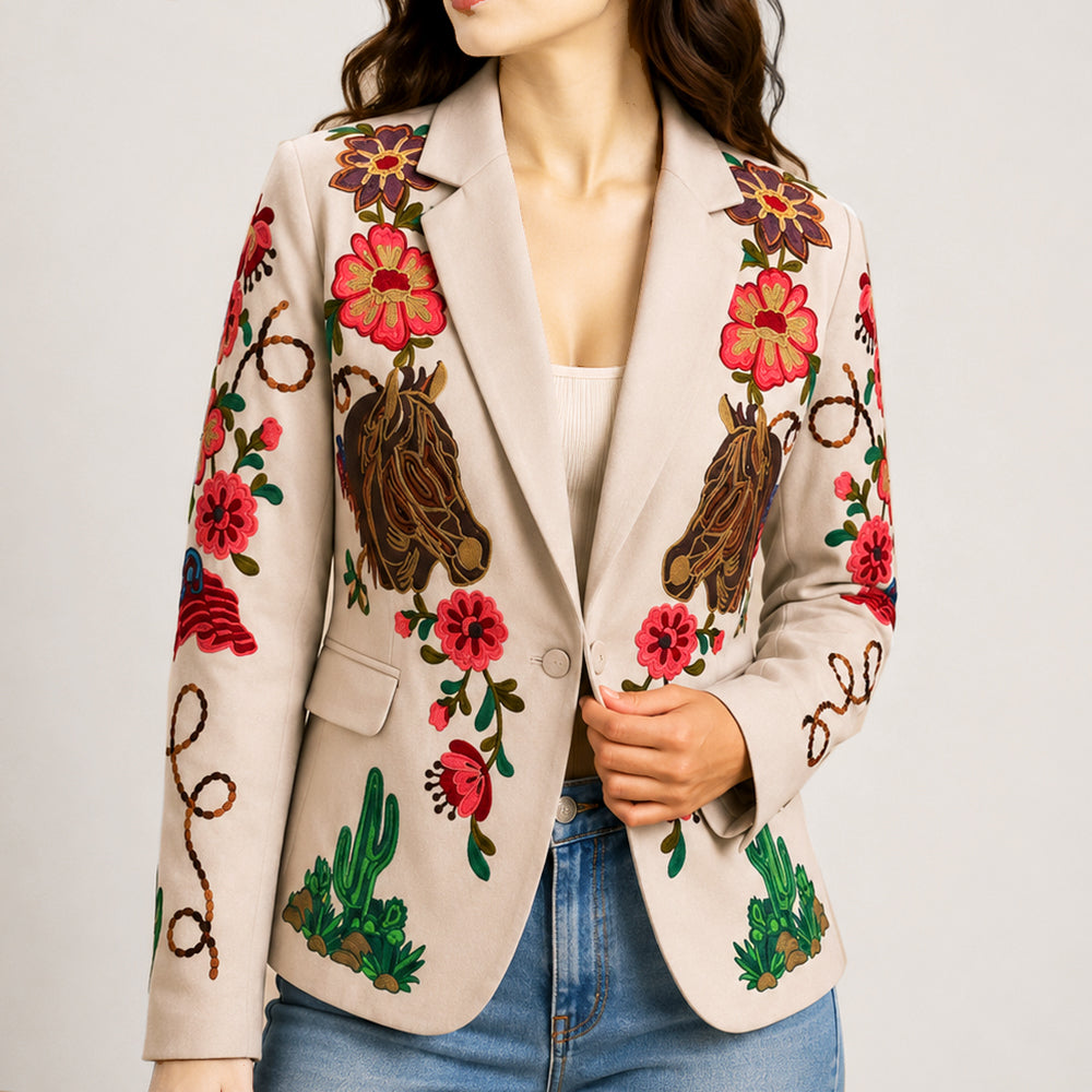ADBZ073 American Darling Embroidered Horse Fabric Blazer Western Jacket
