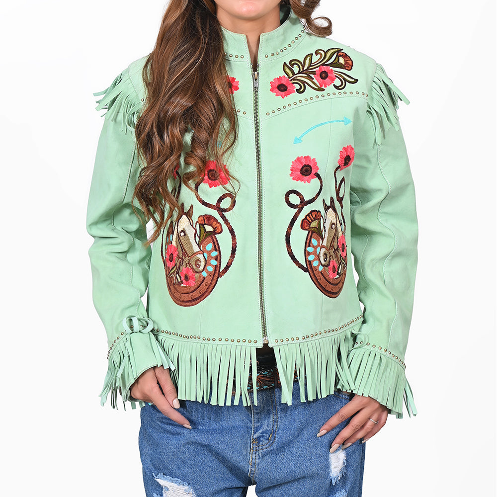 ADJKT113 American Darling Women Embroidered Leather Western Apparel Jacket