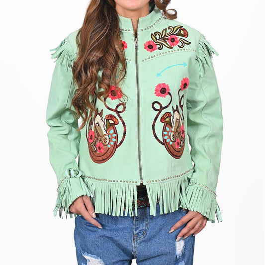 ADJKT113 American Darling Women Embroidered Leather Western Apparel Jacket