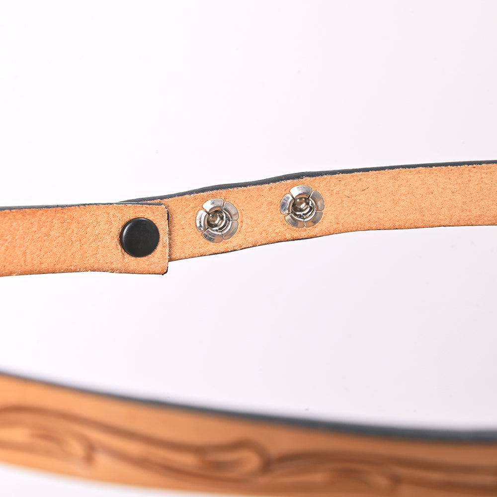 ADTI104 American Darling Hand Tooled Leather Tie - Floral Carved Vegetable-Tanned Western Neckwear